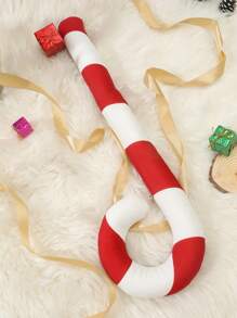 1pc Santa Claus Candy Cane Shaped Pillow (with Pillow Core) - Red and White - View 1