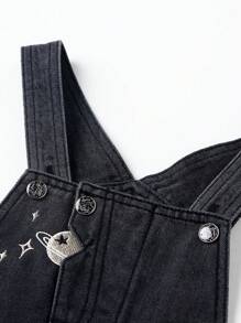 Annil Tween Girl Denim Straps And Pants Black - Black - View 4