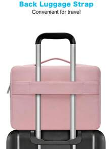 MOSISO 360 Protective Laptop Sleeve Bag Compatible with MacBook Air/Pro, 13-16inch Notebook, Horizontal Bag with Belt&Right Pocket - Pink - View 4