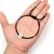 1入組時尚圓形不銹鋼A-Z最初編織調整手環適合男士 - 銀色 - 查看 4