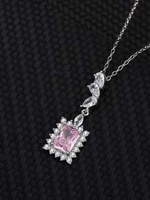 FOREVER QUEEN S925純銀首飾組粉紅色三件戒指項鍊耳環結婚首飾媽媽禮物