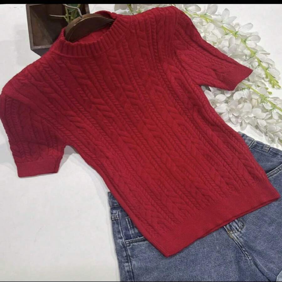 Women Knit Tops - Đỏ - Xem 1