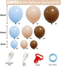 130入組棕色的藍色的氣球花環拱形成套工具,熊寶寶派對裝飾用品帶波西m亞棕色的皮膚顏色藍色的氣球適用於生日派對裝飾用品 - 彩色 - 查看 2