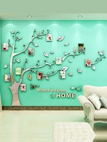 Wall Stickers Photo Frame Tree 3D Acrylic Wall Decals For Sofa TV Background Wall Home Decor DIY Family Photo Frame Wall Stickers 5 Sizes - Silver - View 5