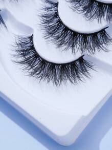 7 Pairs/Set Full Strip False Eyelashes, European And American Style, Natural Looking, Dense Volume, Fluffy, Faux 3d Dimensional Effect, Pointed Tail, Very Thin Black Stem, Clearly Separated, Lightweight, Soft, No Burden, Not Irritating, Charming Eye Makeup, Reusable, Essential For Daily And Work Commute, Portable, Easy To Apply, 5-12mm - Black - View 6