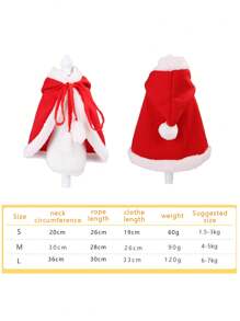 1 件宠物服装，圣诞节/万圣节趣味猫咪变形斗篷，宠物服装配饰 - 紅色 - 查看 4