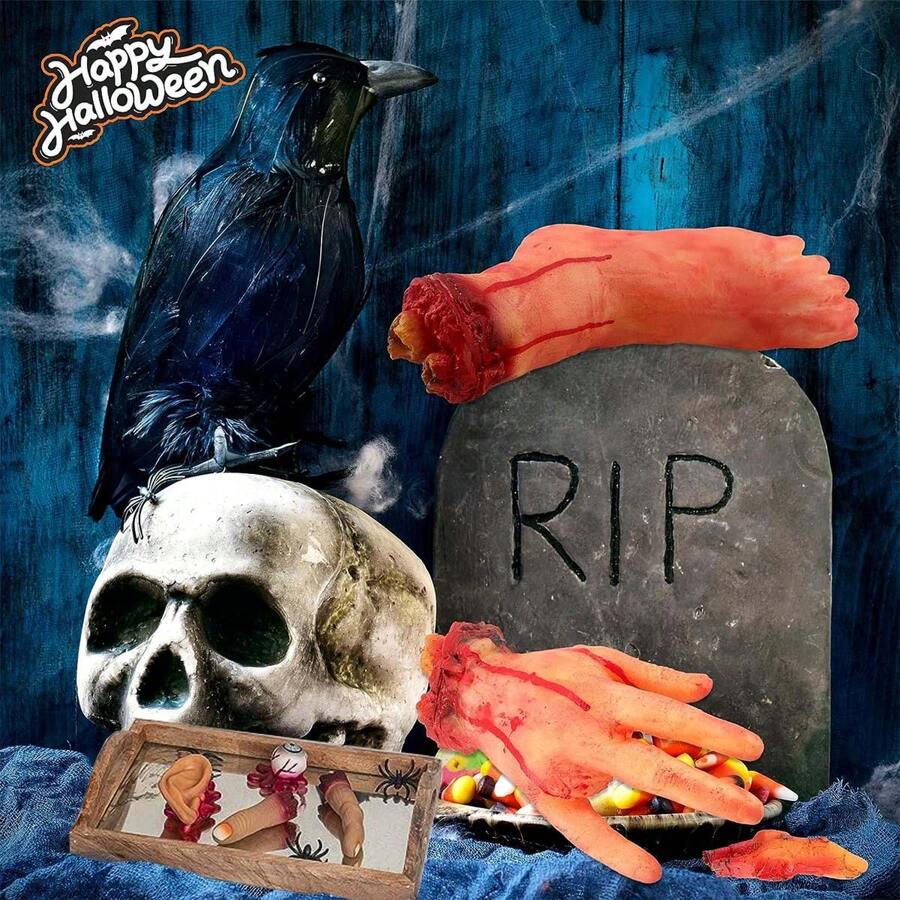 Đạo cụ kinh dị Halloween Ngôi nhà ma ám Bàn tay & Bàn chân đẫm máu, Đồ chơi ngón tay & Tai & Mắt, Đồ trang trí chơi khăm cho Quán bar kinh dị, Giáng sinh