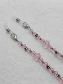 Chuỗi mắt kính hạt thủy tinh nhọn hình vòng bạc nhiều mặt - Hồng - Xem 3