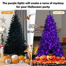 Costway 7ft Pre-lit PVC Christmas Tree Black w/ 500 Purple LED Lights - Black - View 1