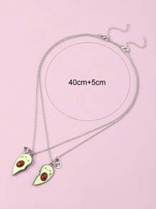 2 件/包酪梨形心形吊墜 Best Friends Forever 項鍊,可愛鋅合金女孩 Bff 項鍊作為禮物