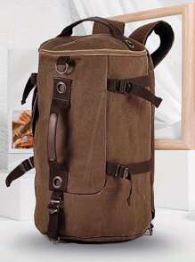 2024春夏新款男士大容量背包，大学生旅行双肩包，日式休闲时尚拼色百搭男士背包万圣节圣诞节冬季圣诞礼物男士包包旅行包书包 - 咖啡棕 - 查看 6