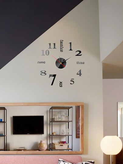 1set Creative Acrylic Large Diy Digital Clock, Black, Study, Living Room ation,Home ,Room Birthday Graduation Klok Wand Bedroom Dormitory Back To School view 5