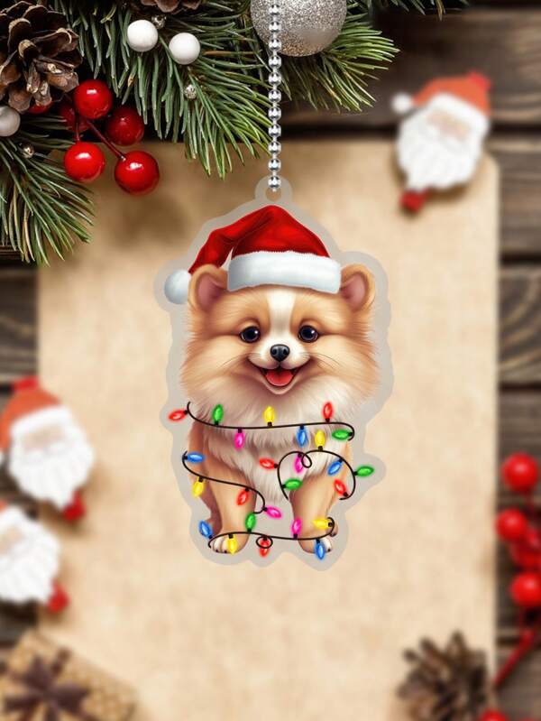 1 Pieza Colgante Acrílico Con Forma De Perro Navideño