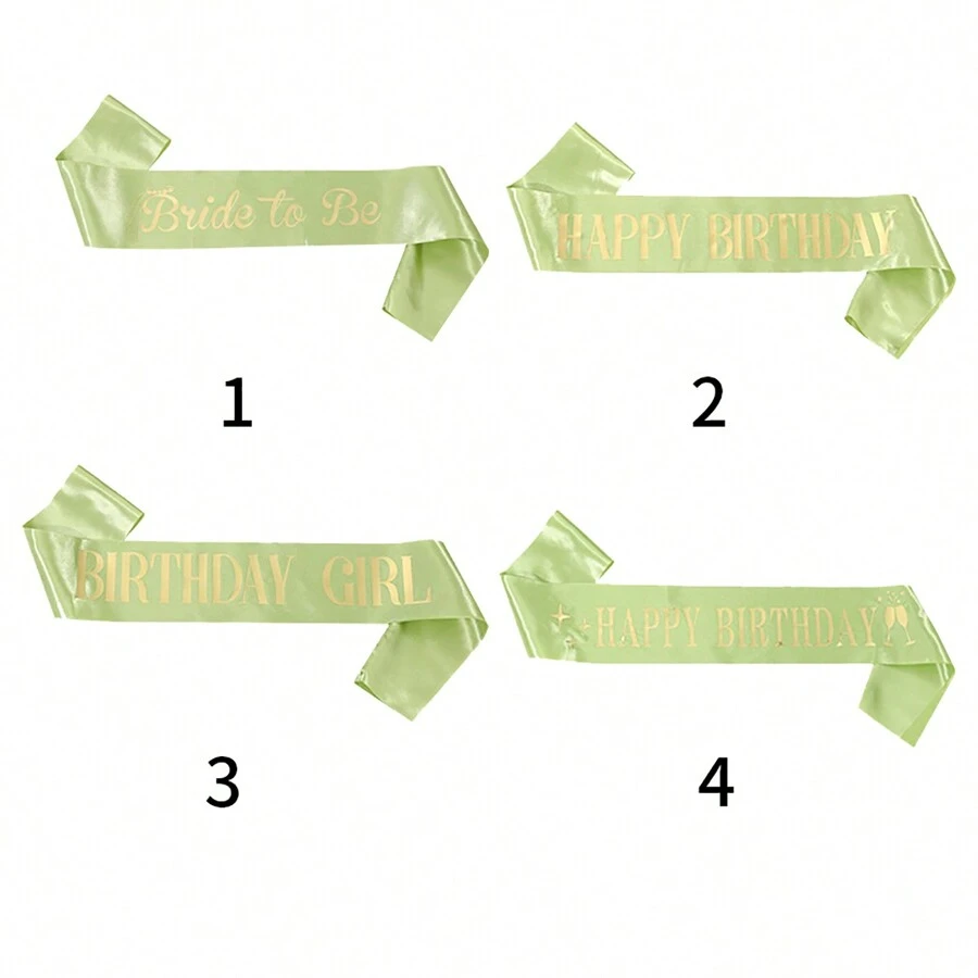 1pc Green Satin Sash - One size fits all - View 1