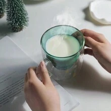 1个可爱圣诞马克杯，咖啡杯、茶杯、牛奶杯，双层隔热玻璃杯，浓缩咖啡杯，送给女士、男士的最佳圣诞礼物，适合办公和个人使用，10盎司，无盖