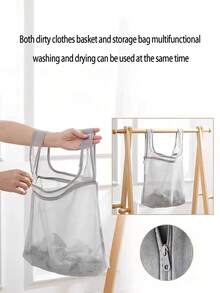 WHICHLIFE 1 件多功能洗衣袋、髒衣籃、晾衣籃和衣物收納袋 - 灰色 - 查看 8