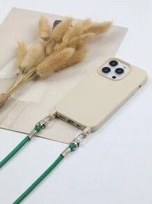 矽膠手機殼，附漂亮的手工錶帶，相容於 iPhone 15 pro max - 米色 - 查看 1