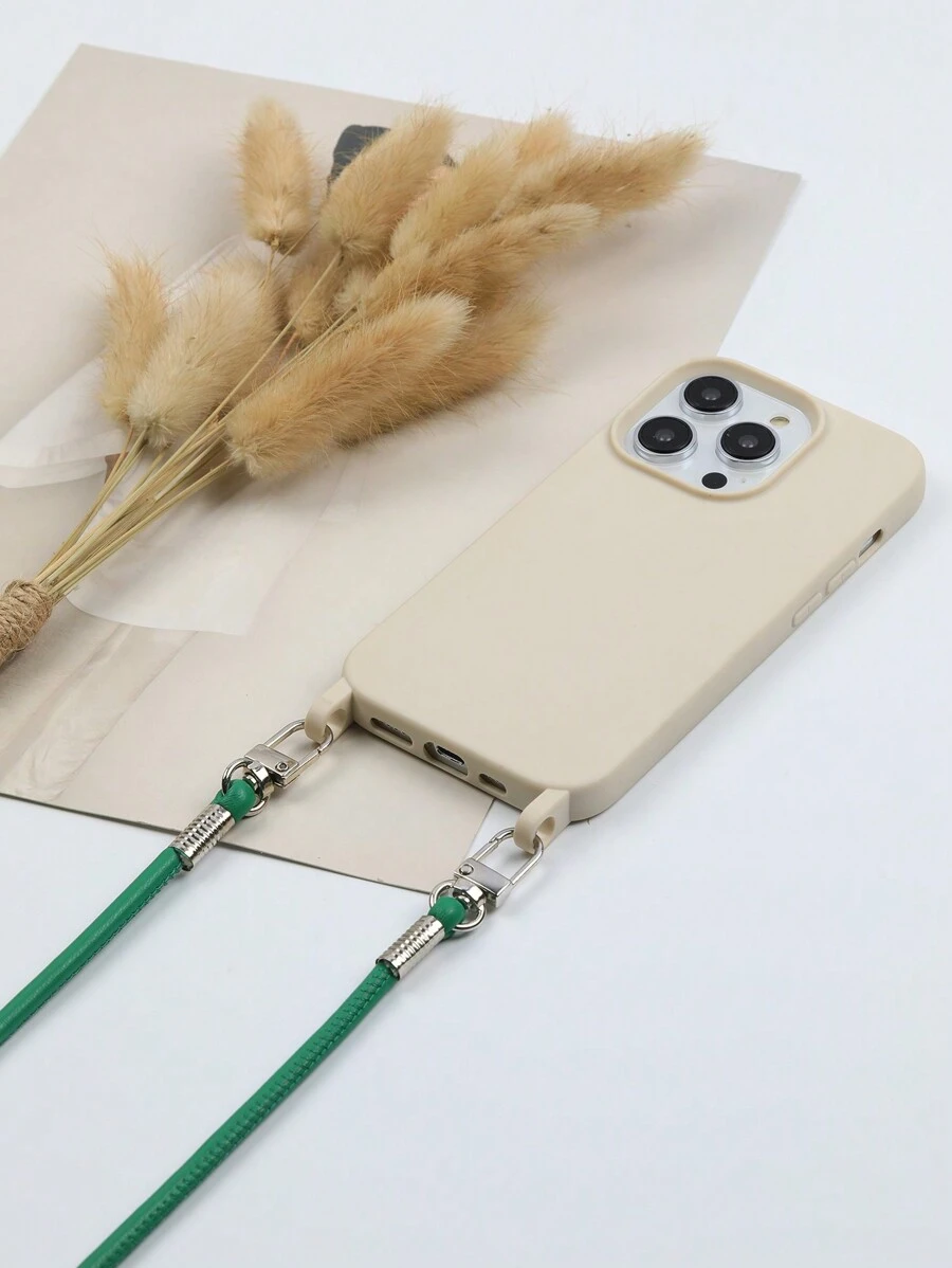 矽膠手機殼，附漂亮的手工錶帶，相容於 iPhone 15 pro max - 米色 - 查看 1