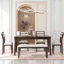 Nestfair Classic Style 6 - Piece Dining Set with 4 Upholstered Chairs and Bench
