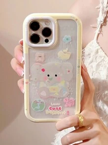 1 件奶油色壓克力條紋大象圖案手機殼相容於 Apple - 白色 - 查看 10