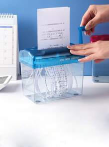 手動碎紙機,辦公室迷你家用手動小型碎紙工具,手摇a4碎紙機 - 粉色 - 查看 2