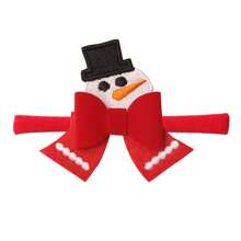 1入組可愛的雪人圖案無痕嬰兒髮帶,彈性尼龍薄髮帶 - 紅色 - 查看 2