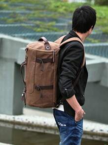 2024春夏新款男士大容量背包，大学生旅行双肩包，日式休闲时尚拼色百搭男士背包万圣节圣诞节冬季圣诞礼物男士包包旅行包书包 - 咖啡棕 - 查看 2