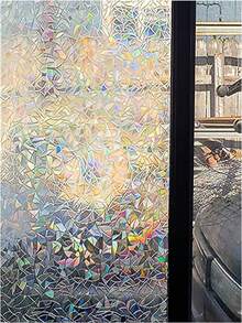 窗戶隱私膜,無膠靜電吸附窗貼,3d彩色玻璃窗貼紙,辦公室和家居裝飾用窗貼自粘塑料 - 白色 - 查看 8