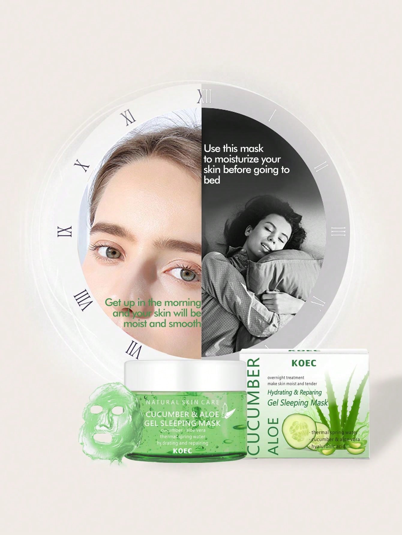 KOEC Moisture Cucumber Aloe Vera Gel Sleeping Mask 150g Overnight Skin