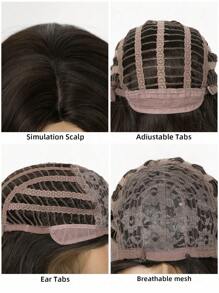 Water Wave Wigs With Bangs Dark Brown 28 Inch Heat Resistant Fiber Long Wavy Deep Wave Synthetic Wigs For Women Party Daily Used - Ombre - View 6