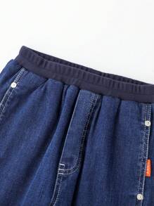 Annil Boys' Elastic Warm And Thick Handsome Pants Blue - Blue - View 4