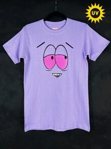 Camiseta con estampado de Ojos que cambian de color con el Sol - Morado Violeta - Ver 2
