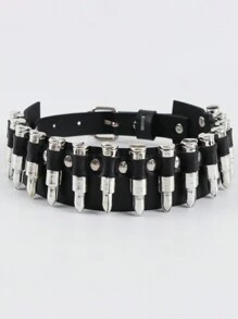 1pc Bullet Spike Studded Leather Collar Choker For Party Decoration Prop Halloween - Black - View 9