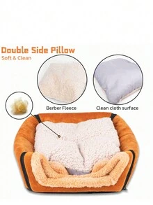 1入小寵物屋,棕色聚酯纖維材質水晶絨四季通用可拆洗冬暖適用於5kg以下的寵物 - 棕色 - 查看 4