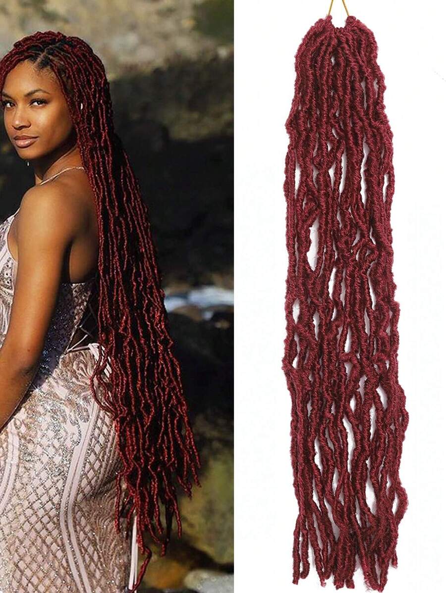 1 件裝新款 Faux Locs 鉤針頭髮,天然酒紅色柔軟 Lcos 鉤針頭髮,新款鉤針 Faux Locs 頭髮合成鉤針編織接發女式(酒紅色#) - 酒紅色 - 查看 1