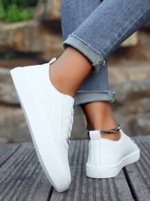 女性時尚白色休閒運動鞋,滑板鞋,學生鞋,運動鞋