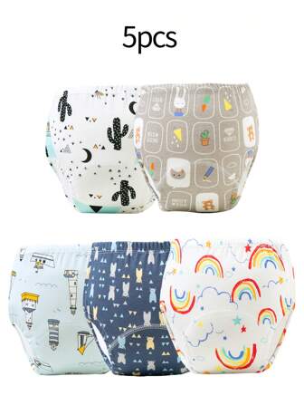 xueouni 5pcs Baby Potty Training Pants, Reusable Diaper Underwearbaby Shower Family Decorations Gifts