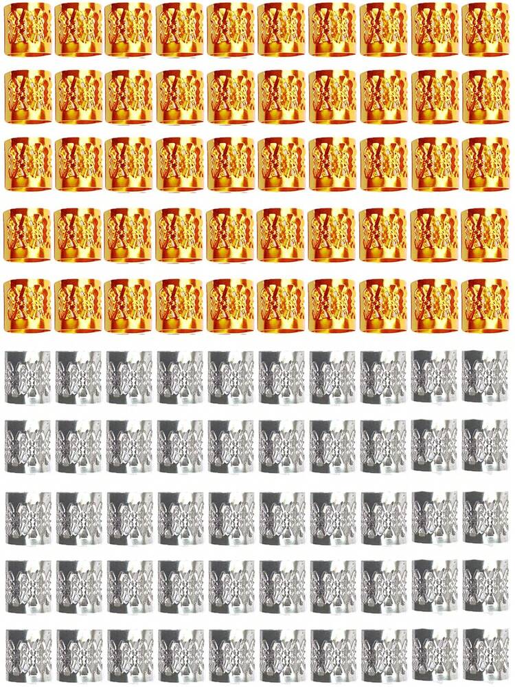 50 Piezas De Joyería Para El Cabello Para Trenzas, Dijes De Metal Dorado Y Plateado Para El Cabello Para Mujeres, Cuentas Para El Cabello, Anillos, Accesorios De Decoración - Multicolor - Añade 3