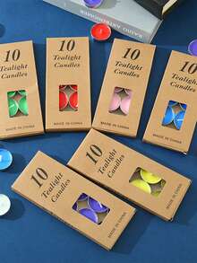 10pcs/pack Round Aluminum Shell Romantic Proposal & Confession Multicolored Candle In 7 Colors - Multicolor - View 2