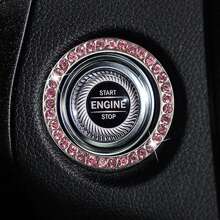 Juego De Accesorios Para Coche Con Diamantes De Imitación De Color Rosa, 18 piezas., Incluida La Cubierta Del Volante Con Diamantes De Imitación, Decoraciones Interiores Del Coche - Rosa - Ver 5