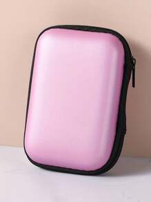 2入組攜帶式迷你收納袋,手機充電器數據線整理包,拉鍊周圍的盒狀錢包,usb充電器耳機收納袋,攜帶式硬盤耳機盒(黑色+粉色)收納盒數字包耳機/耳機盒,旅行配件 - 彩色 - 查看 6