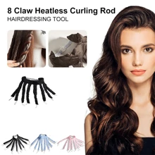 1入組黑色鬆軟髮捲器，無熱捲曲棒頭帶鬆軟絲帶睡眠造型捲曲鬆軟波浪形 - 黑色 - 查看 2