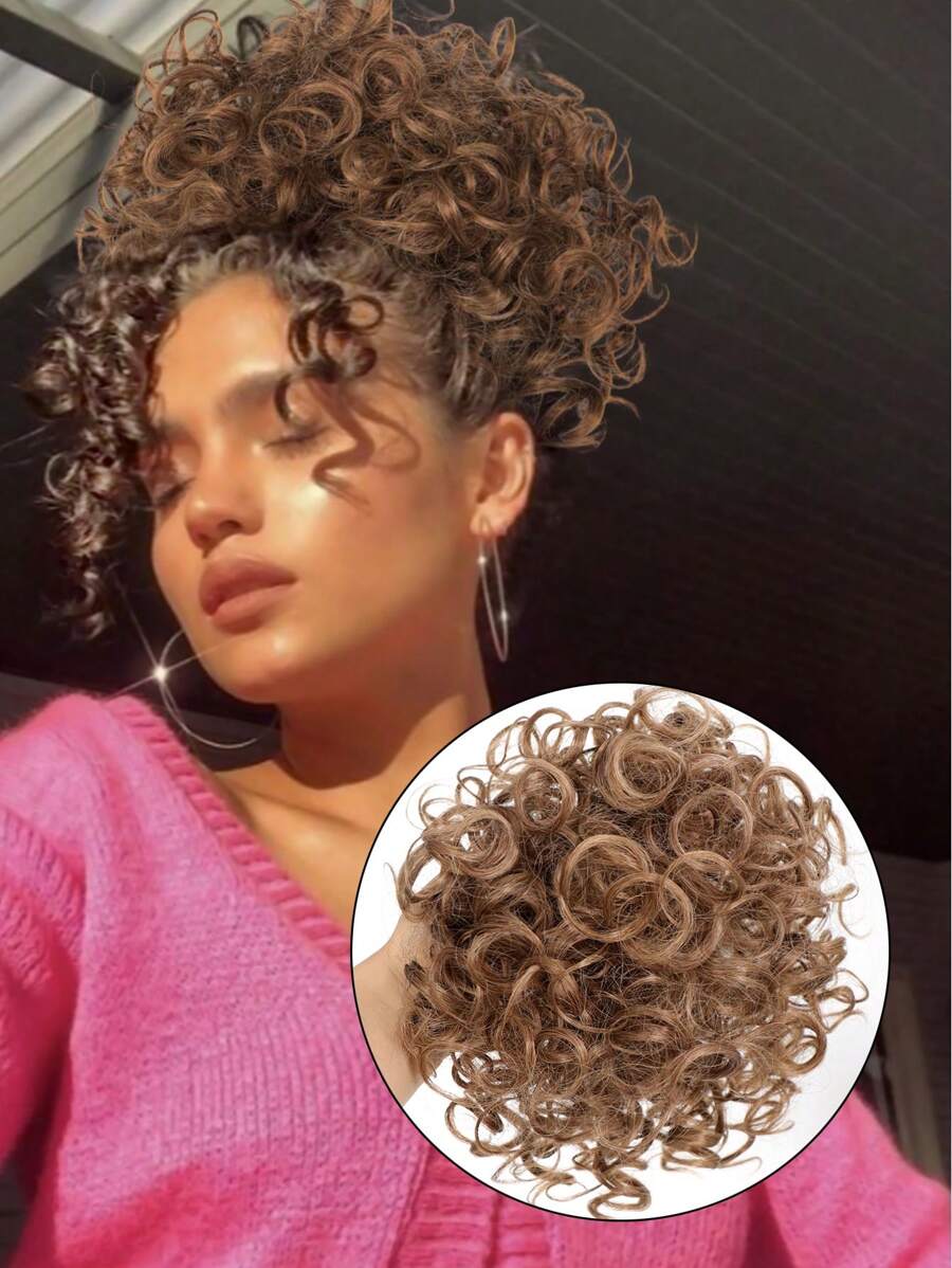 Dây rút Tóc Búi  Tóc đuôi gà Uốn tóc Chignon Nối tóc Tóc Sợi tổng hợp Ngắn Miếng tóc giả Tóc lên Tóc Đối với phụ nữ - Cà phê nâu - Xem 1