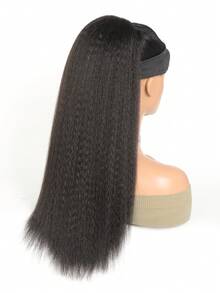 Straight black 26-inch synthetic drawstring Jacques-silk ponytail extensions for everyday wear - Black - View 6