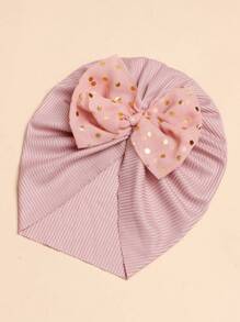 1pc Cute Ribbed Infant Bow Headband Hat, Suitable For Spring/Summer
