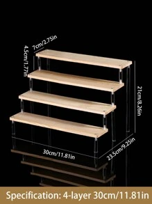 1pc Multi-Layer Wooden Ladder Shaped Jewelry Display Stand, Desktop Organizer For Lipsticks, Perfumes, Cosmetics Etc, Multi-Functional Collectible Storage Box & Dolls Display Rack - Clear - View 12