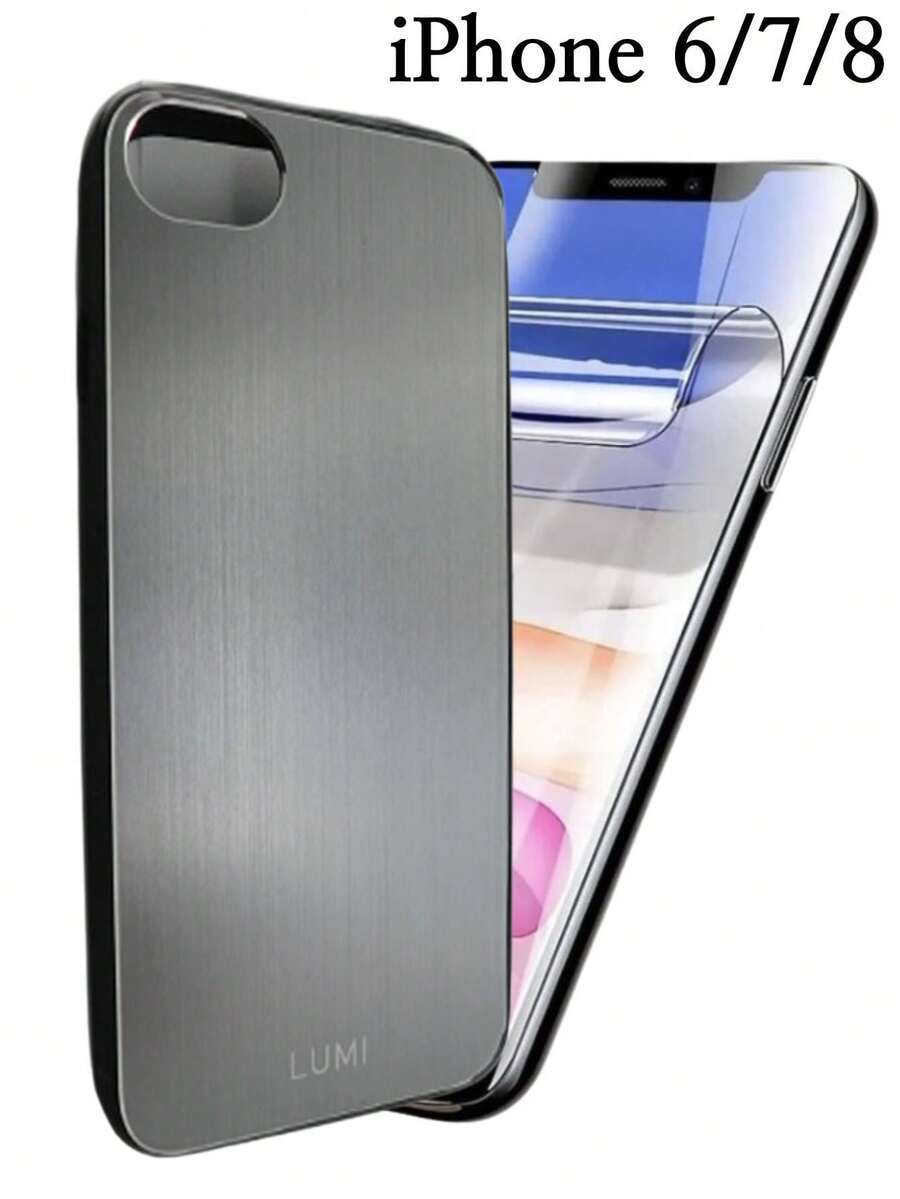 Funda Para Movil Para iPhone 6/7/8 Mas Mica Hidrogel Uso Rudo Aluminio Bumper Case - Plateado - Ver 1
