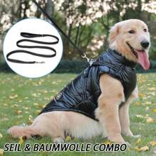 Petopet冬季背心狗服+牽繩套裝, 適用於小型犬,胸帶式背心, 無袖充氣背心 - 黑色 - 查看 6