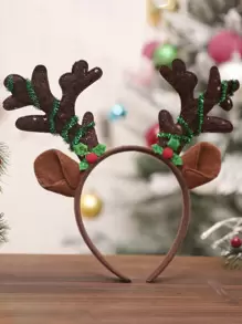 1pc Unisex Antler Shape Hair Hoop With Shiny Thread Decoration, Suitable For Christmas And Party ,Hairband For Women Hair Accessories - Chocolate Brown - View 1