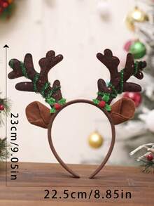 1pc Unisex Antler Shape Hair Hoop With Shiny Thread Decoration, Suitable For Christmas And Party ,Hairband For Women Hair Accessories - Chocolate Brown - View 2